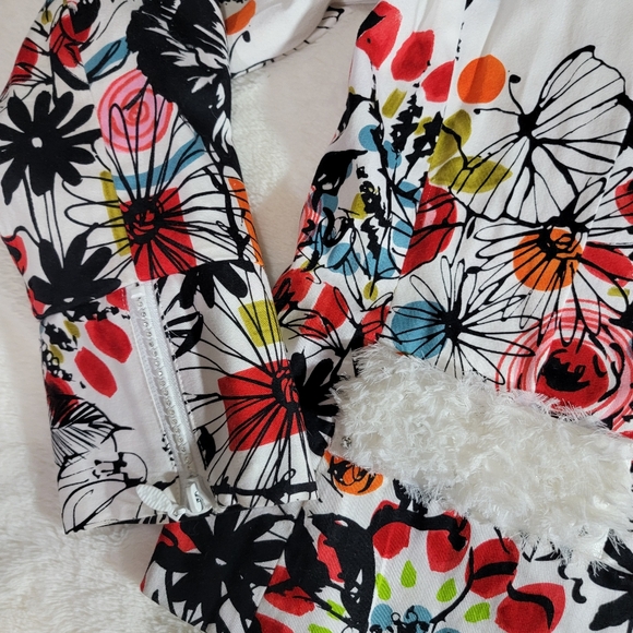 Berek Jacket Womens Large White Flower Pop Stretch Bling Zipper Short Pockets - Picture 11 of 14